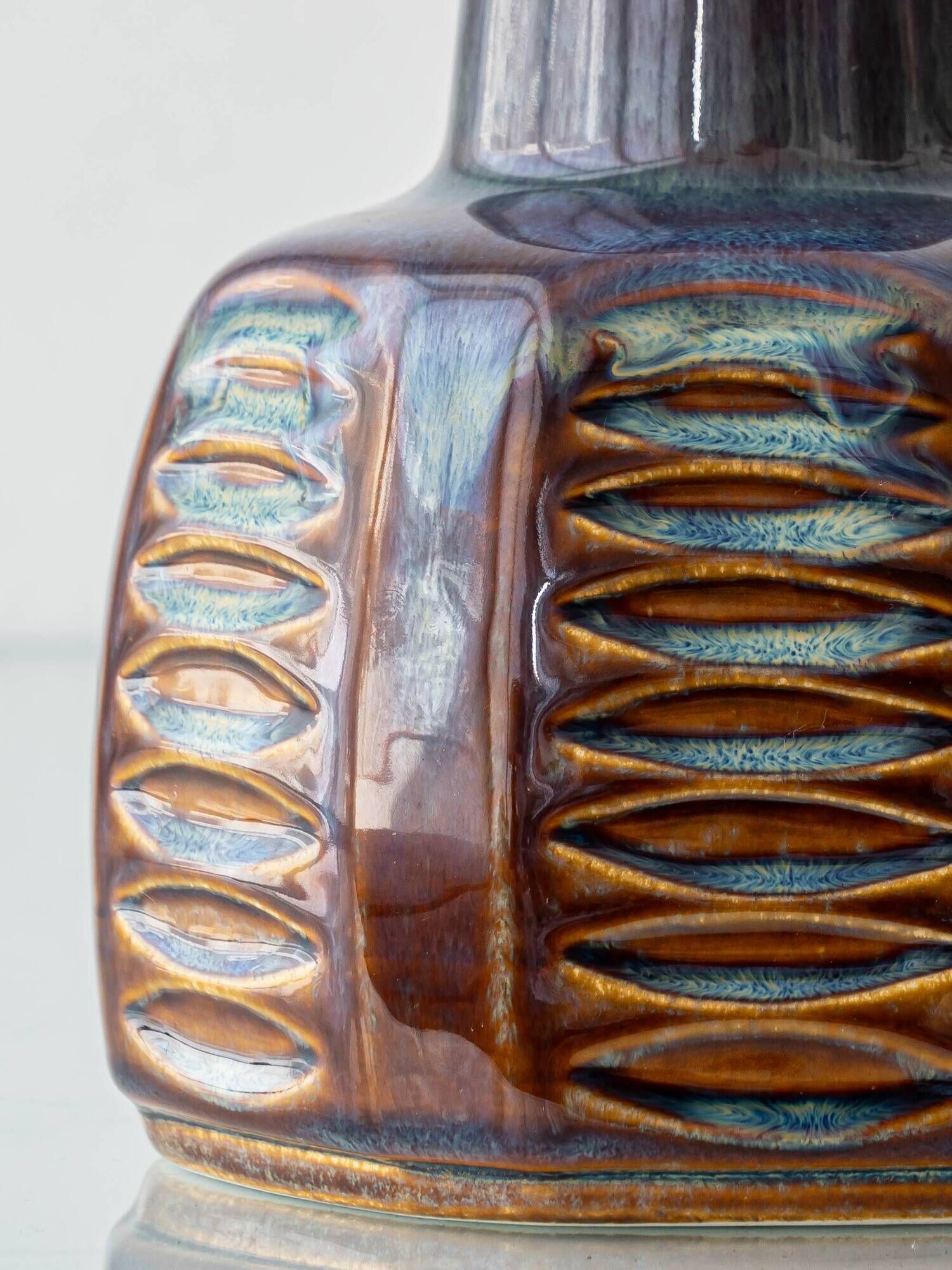 Søholm Danish Modern Stoneware Table Lamp, Brown and Blue Glaze, New Shade
