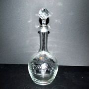 Antique Saint-Louis carafe with acid-etched rocaille and flower decoration H32cm
