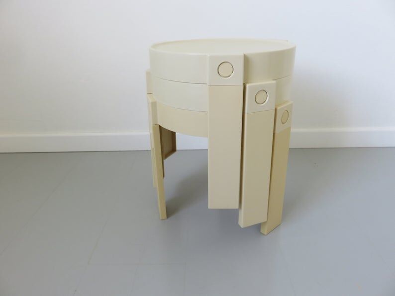 Série de 3 tables gigognes tripodes design Holland années 70