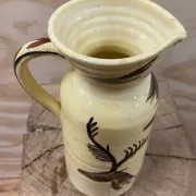 Vintage ceramic pitcher from Meyssac – Decorated with a prehistoric bull.