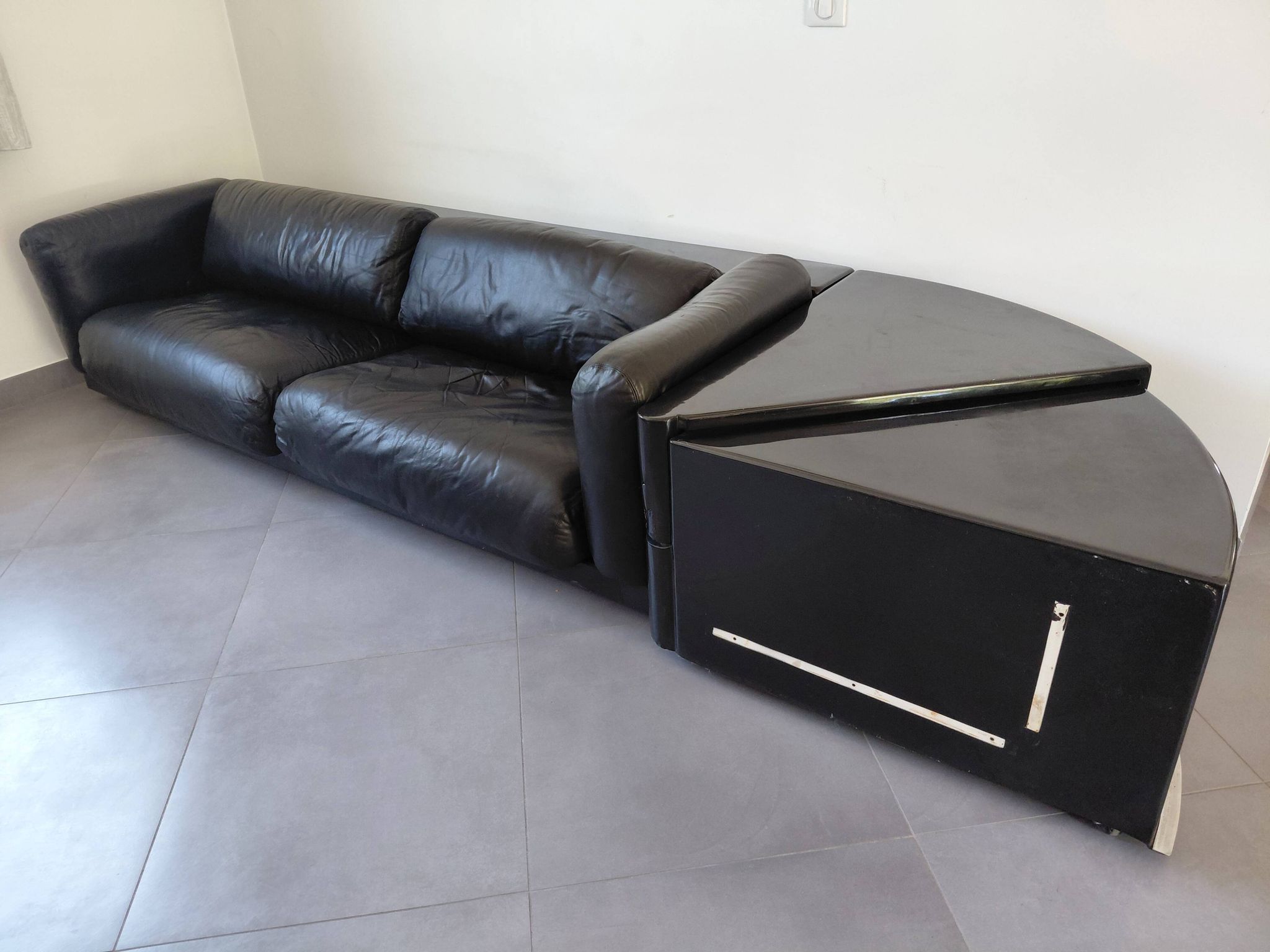 Cini Boeri - Gradual Lounge Sofa Black Leather Knoll/Gavina