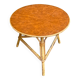 Table basse vintage ronde cuir rotin et bambou