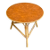 Table basse vintage ronde cuir rotin et bambou