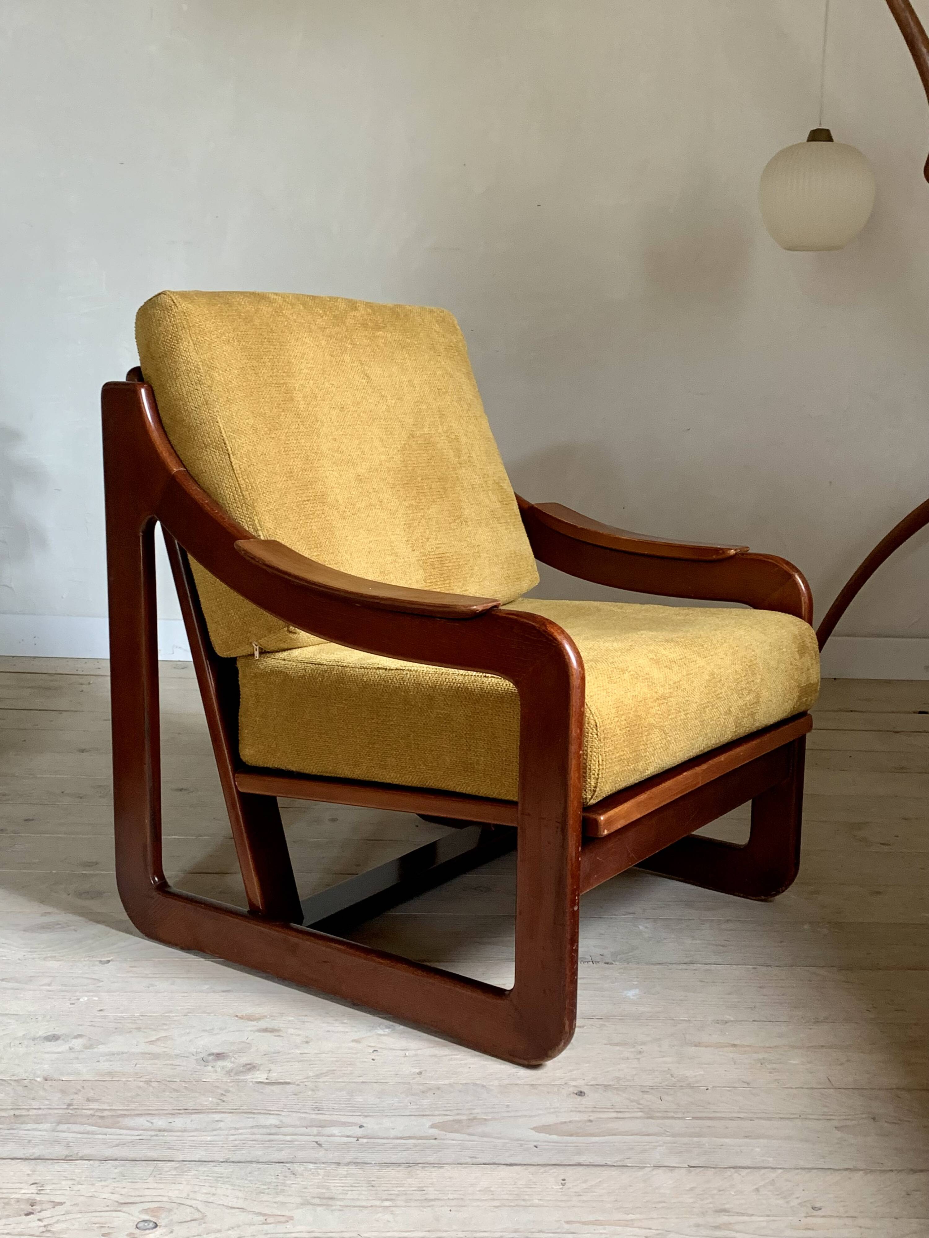 Yellow velvet sled chairs