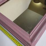 Miroir rectangulaire ancien couleur vieux rose patine argentée 50 cm