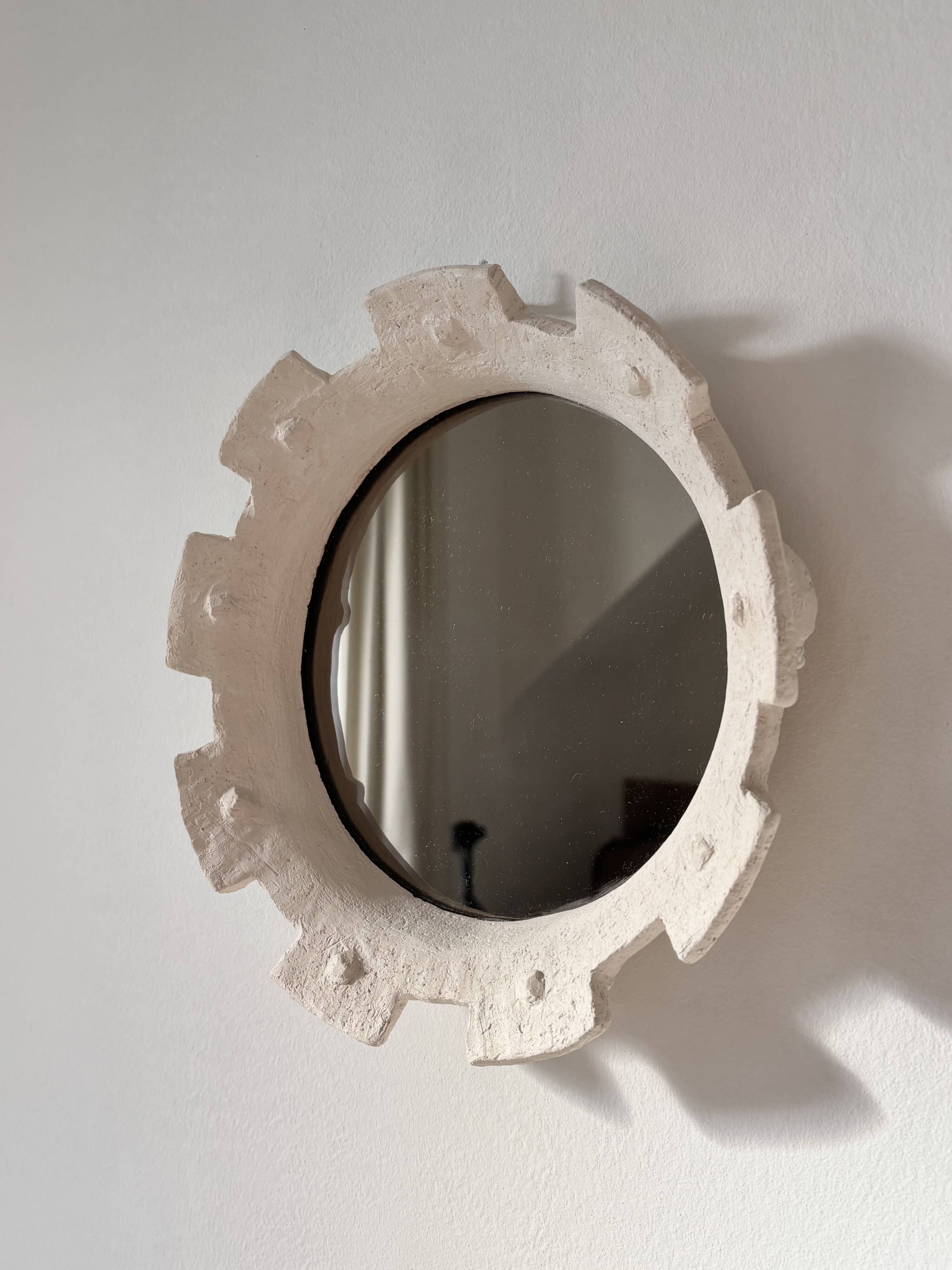 Contemporary French ceramic mirror, "Gioielli" by Renzo Maar.