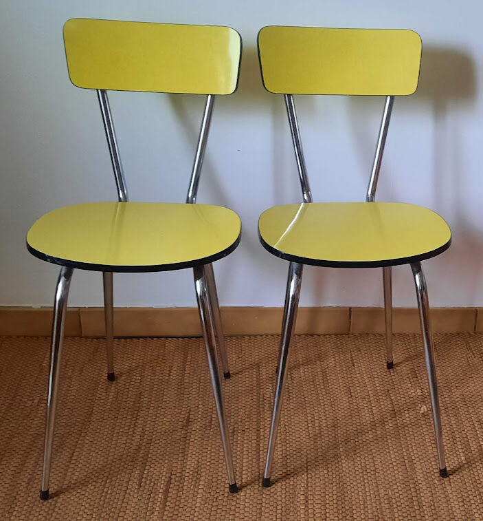 Set of yellow formica chairs