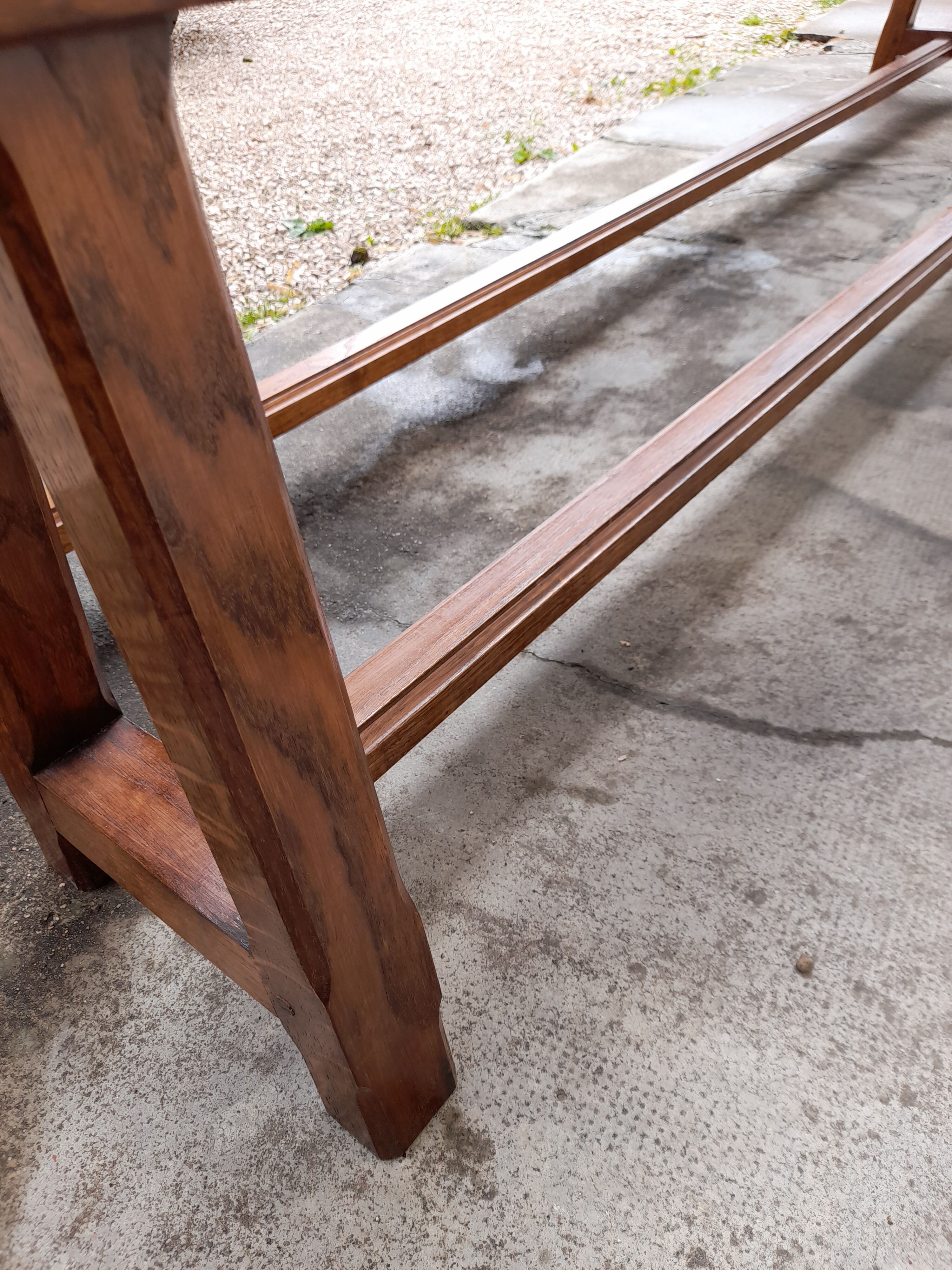 Pair of old oak farm benches -2m75