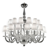Chandelier moderne surdimensionné en verre de Murano en cristal clair