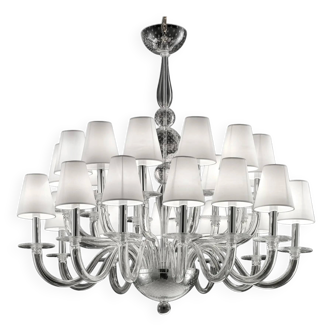 Chandelier moderne surdimensionné en verre de Murano en cristal clair