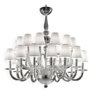 Chandelier moderne surdimensionné en verre de Murano en cristal clair