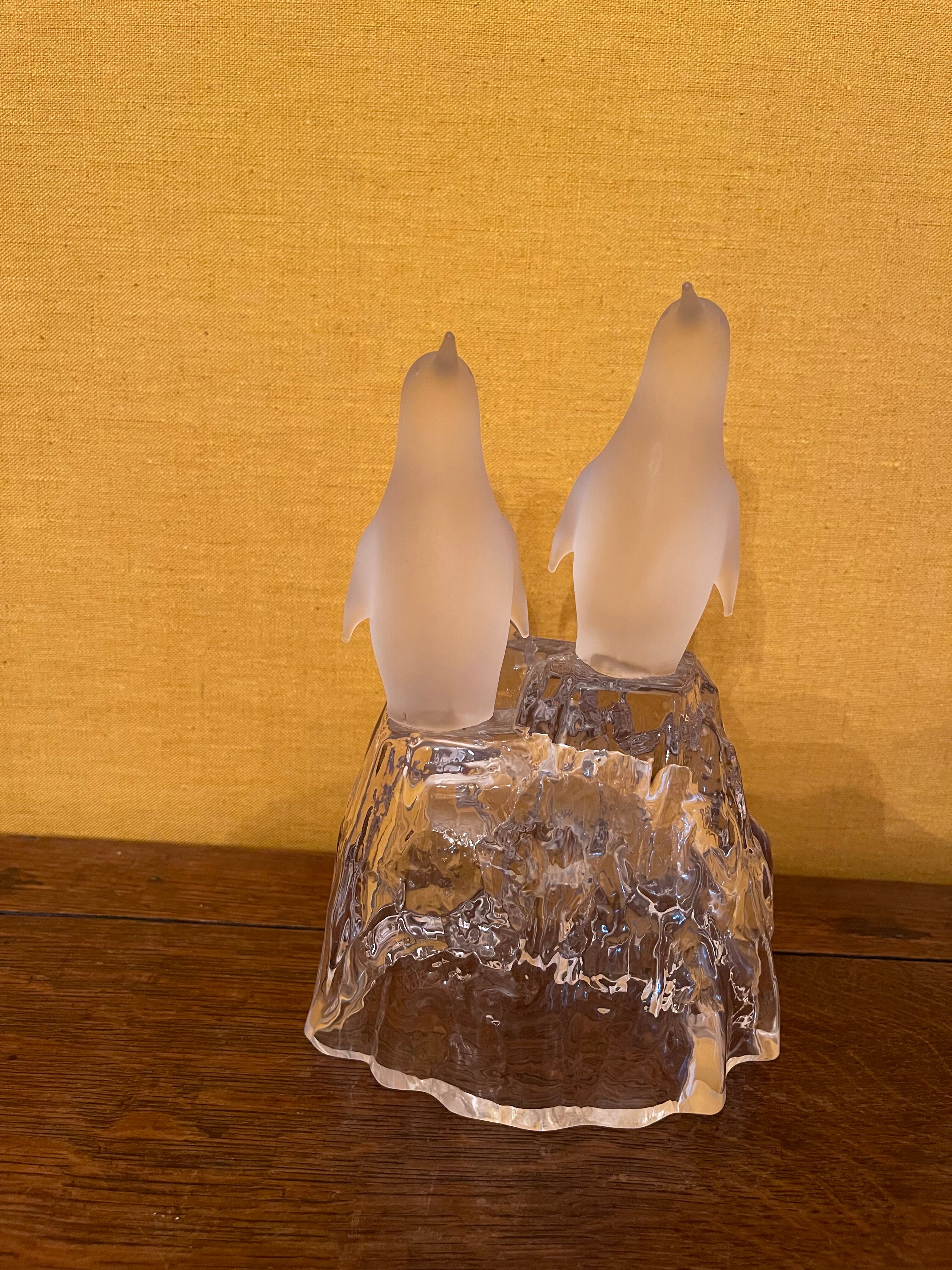Penguins on crystal block