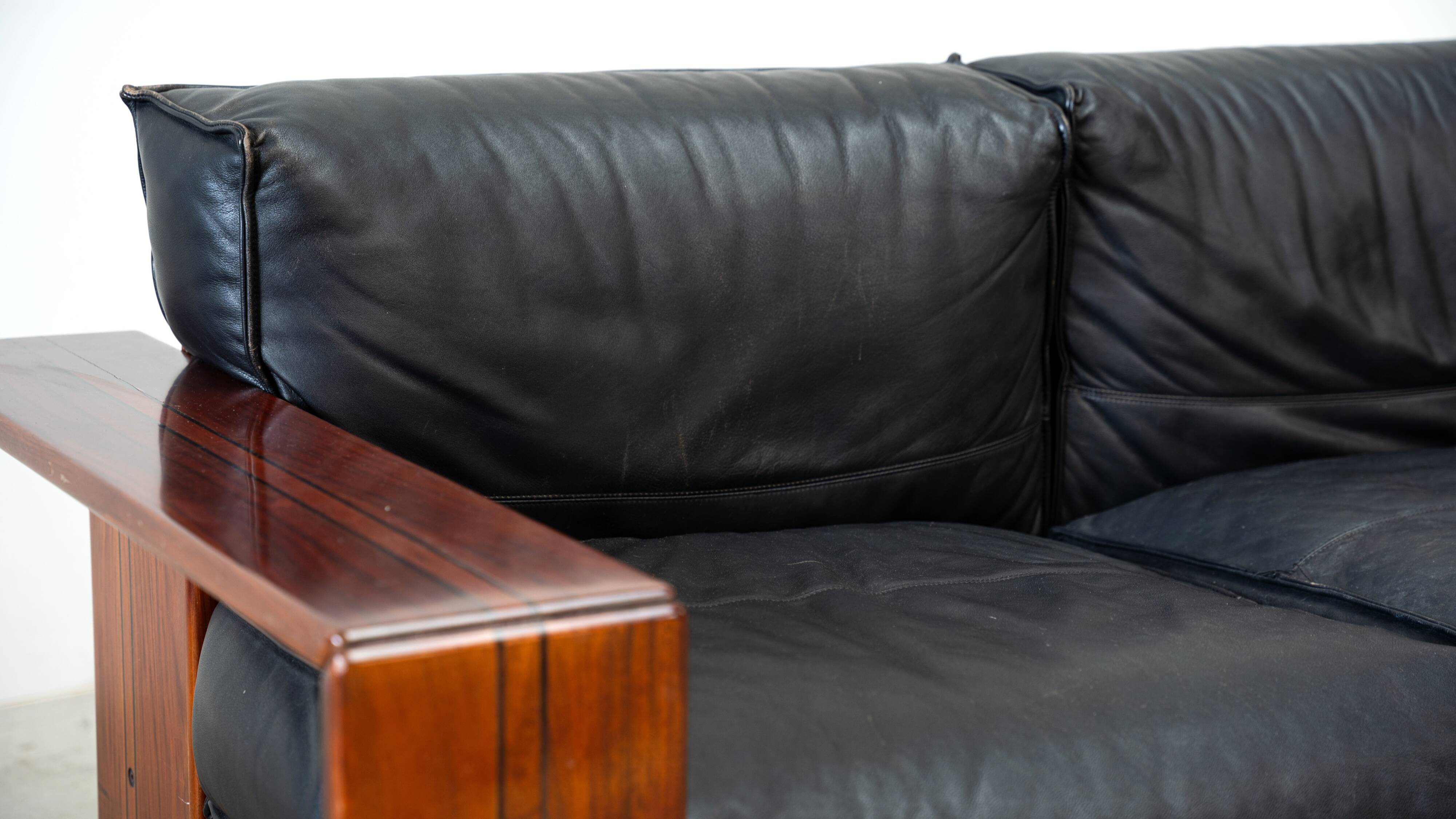 Rare rosewood 3-seater sofa by Afra e Tobia Scarpa for Maxalto