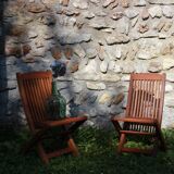 Pair of folding teak chairs