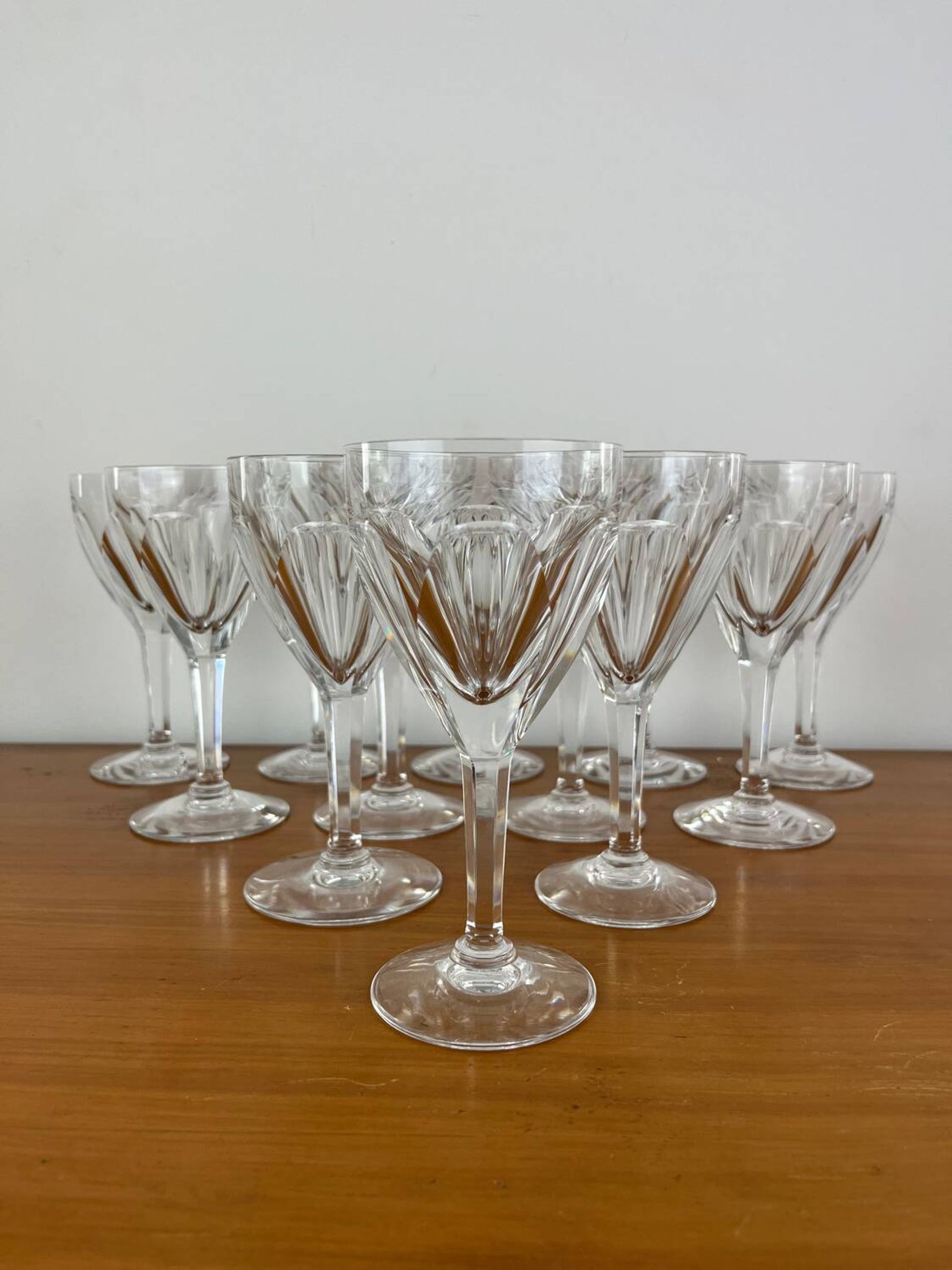 12 crystal wine glasses Lorraine Lemberg Bristol size