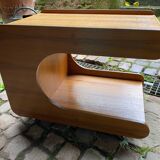 Rolling teak coffee table with foldable top circa 1960