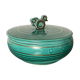 Pot en ceramique vert à décor d'oiseau