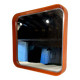 Square thermoformed mirror in orange plastic from SALC