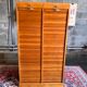 Meuble classeur double rideau vintage en chêne clair - Années 50