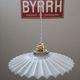Old suspension opaline lampshade white serrated / pleated deco 1930 TBE