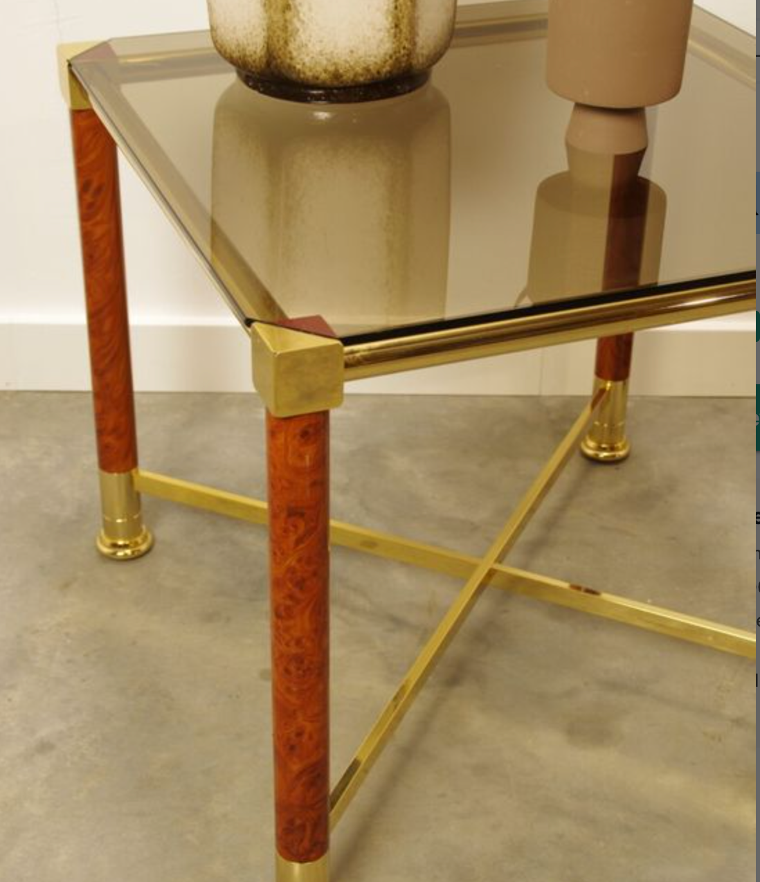 Brass coffee table with glass top
