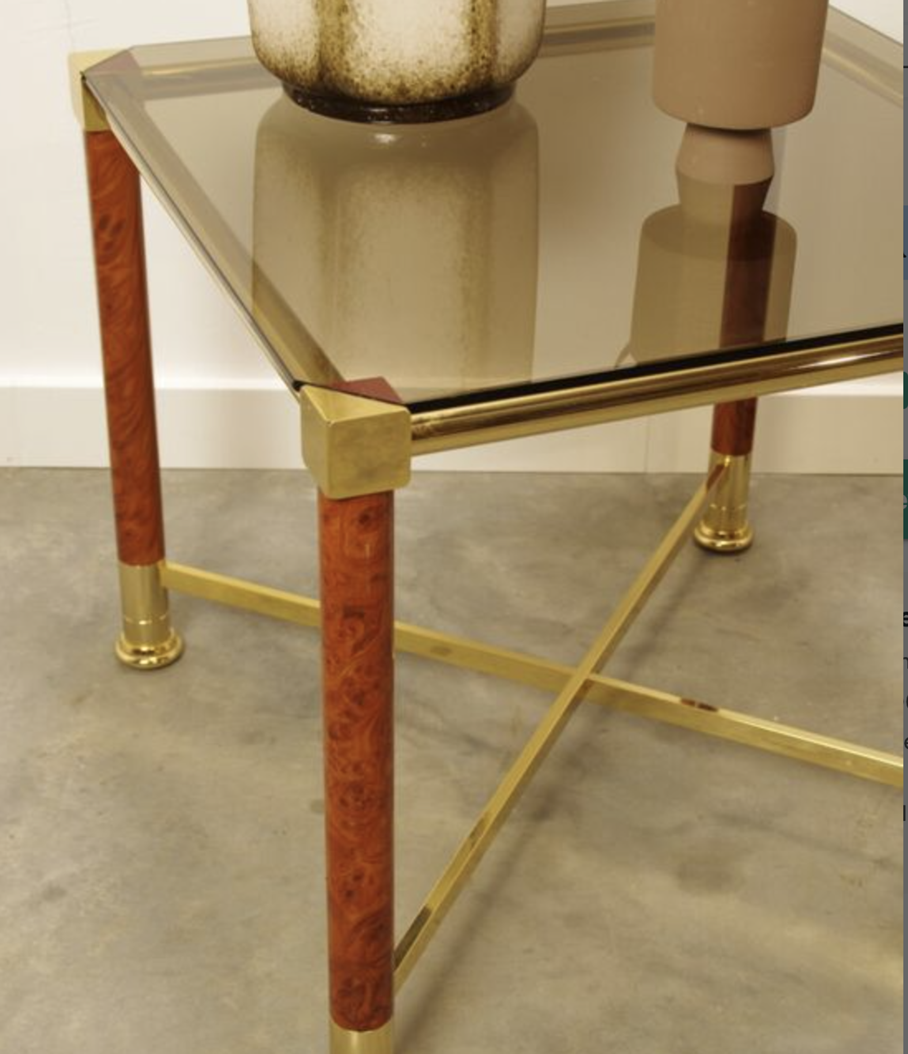 Brass coffee table with glass top