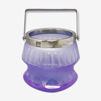 1960s Purple Ice Bucket Hand Carved In Murano Glass. Made in Italy