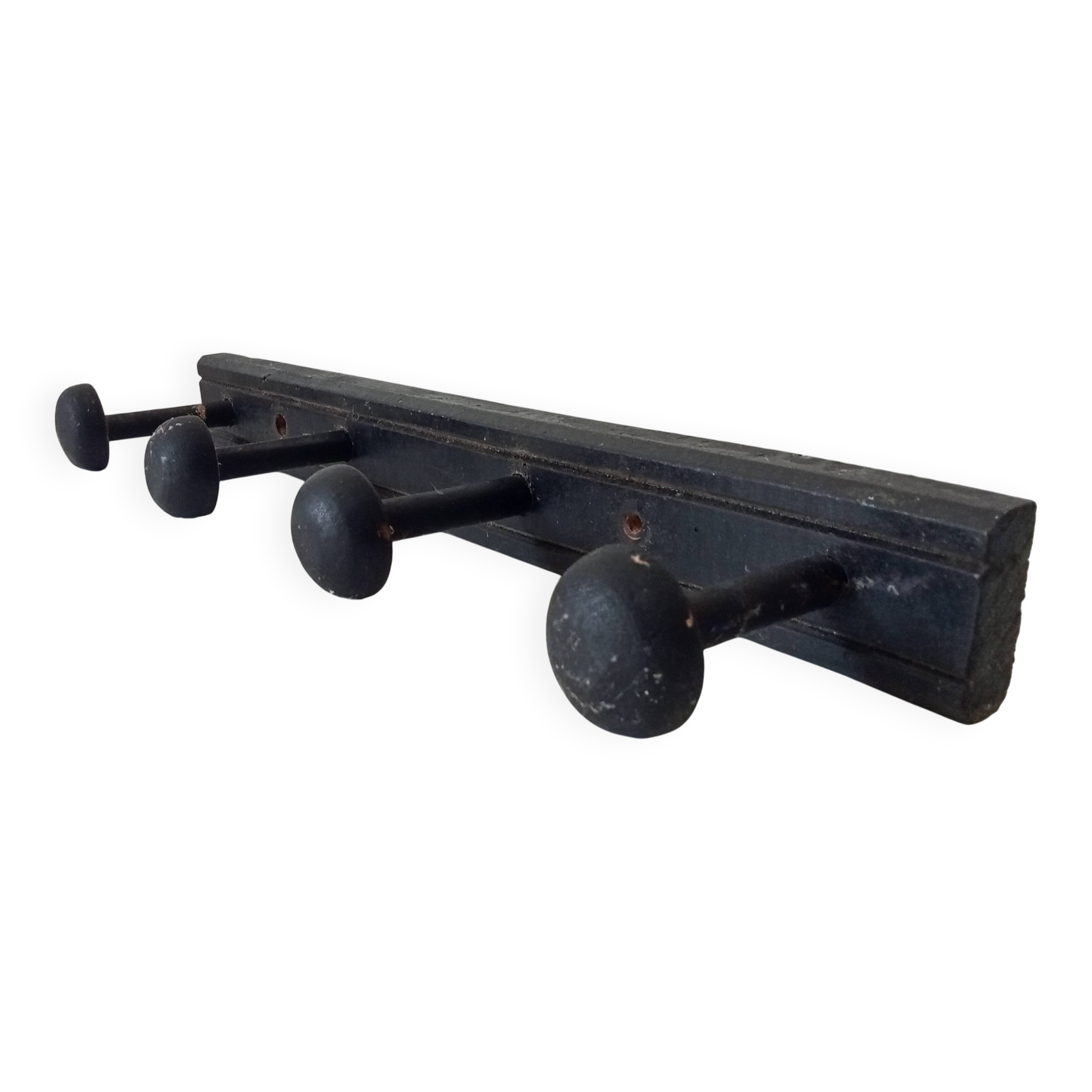 Old wooden wall coat rack