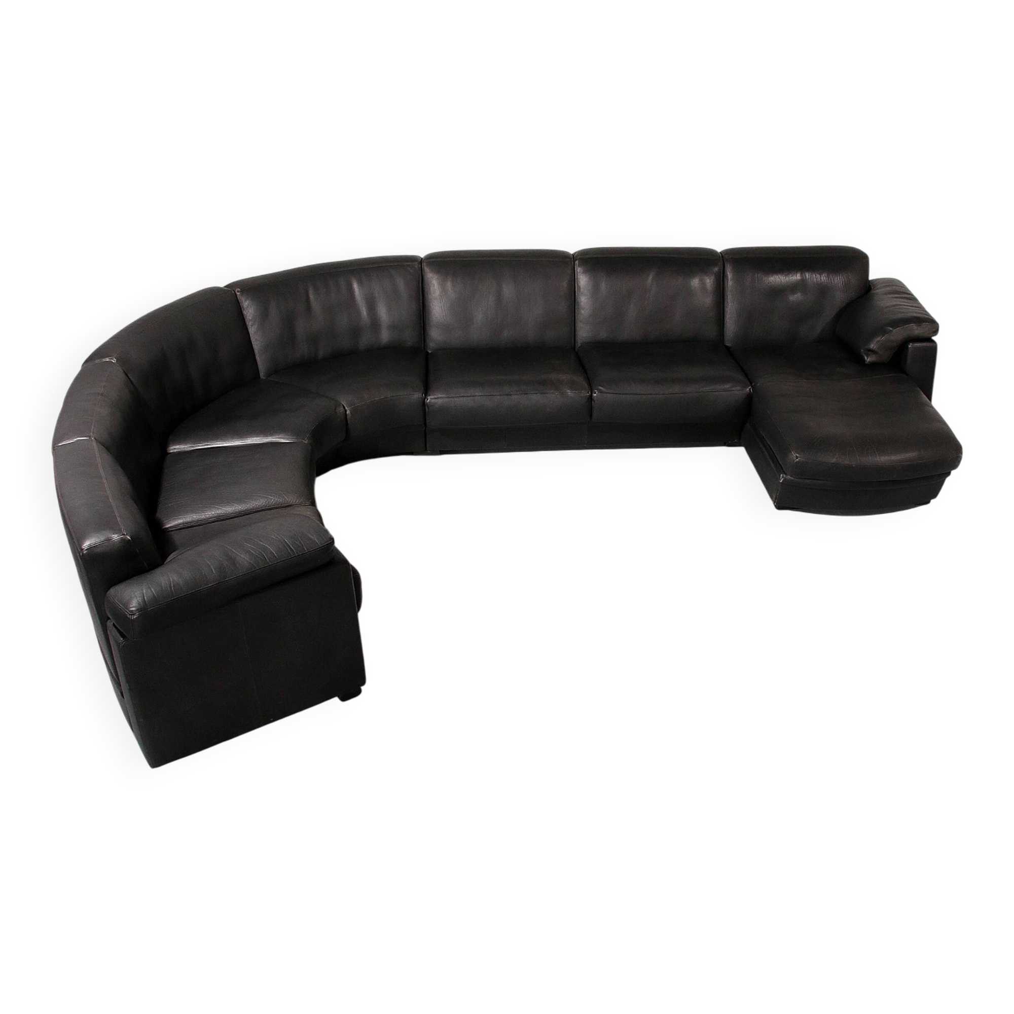 De Sede modular 7-piece mid-century leather sofa in black – Swiss icon