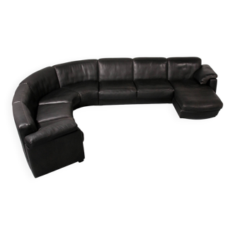 De Sede modular 7-piece mid-century leather sofa in black – Swiss icon
