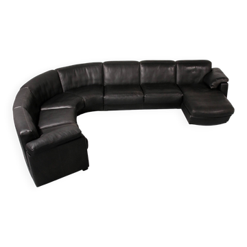 De Sede modular 7-piece mid-century leather sofa in black – Swiss icon