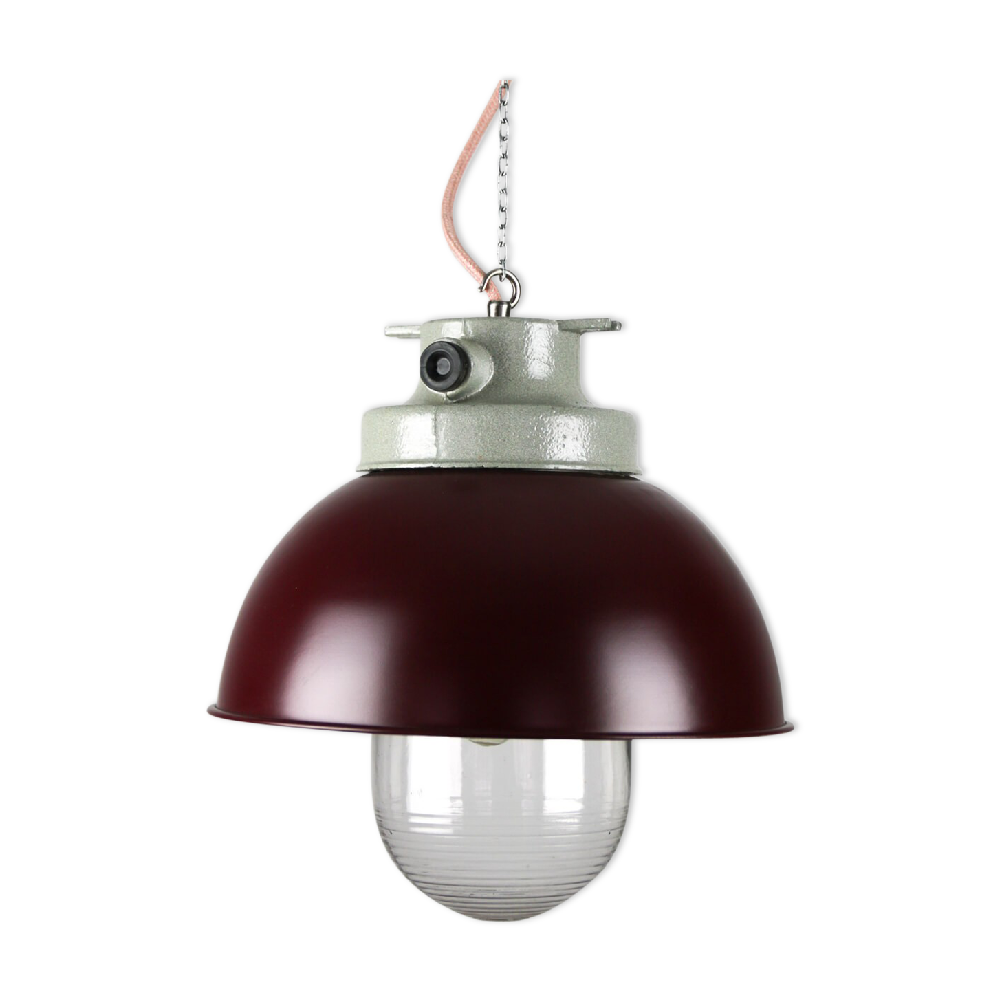 Vintage burgundy big industrial hanging light from TEP