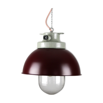 Vintage burgundy big industrial hanging light from TEP