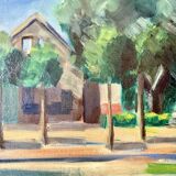 Unknown, Village Landscape, 1950, Oil, Framed