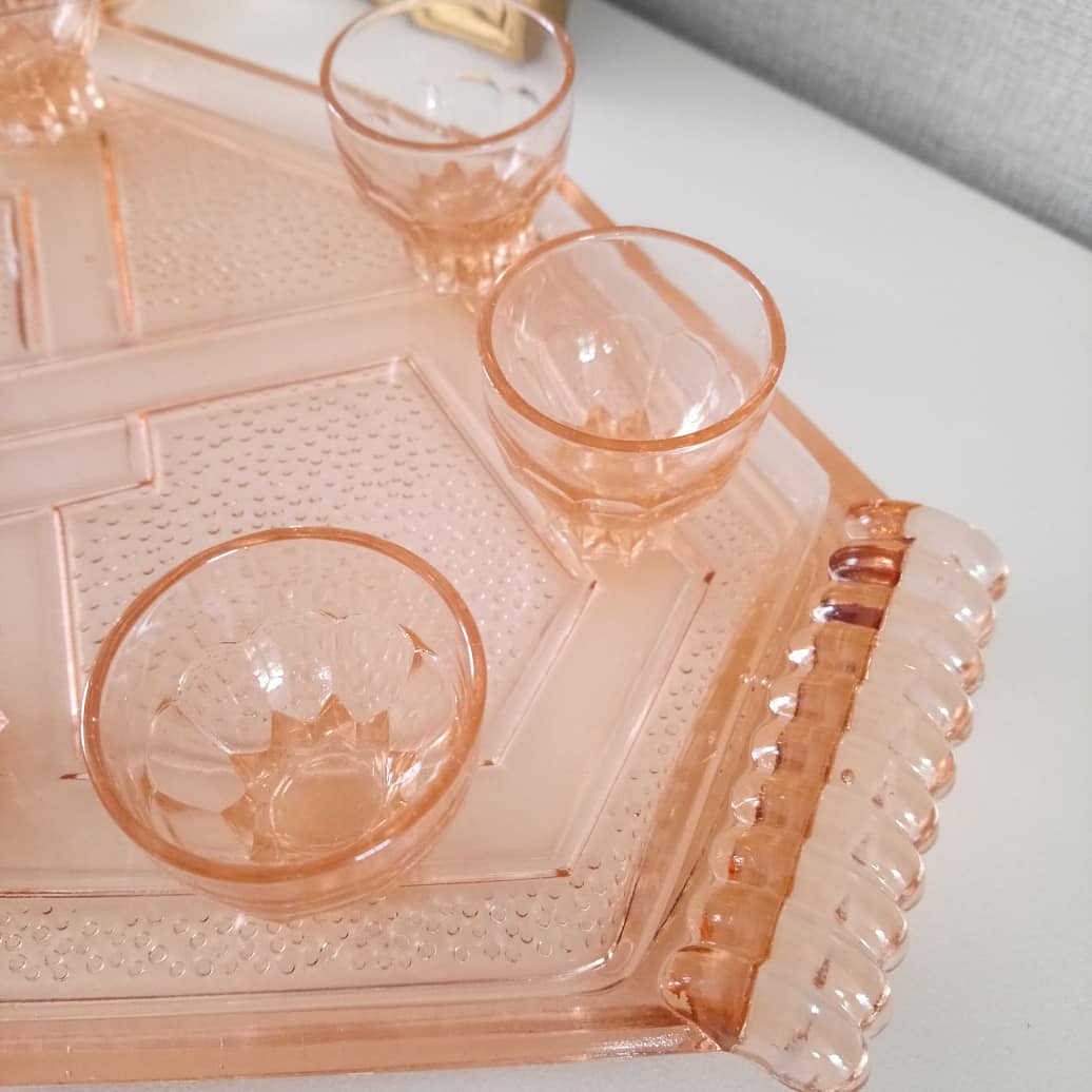 Pink vintage liquor service