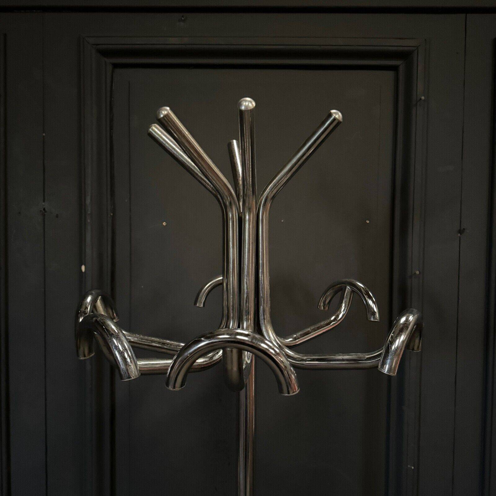 1960s chrome-plated aluminum parrot coat rack with tripod base