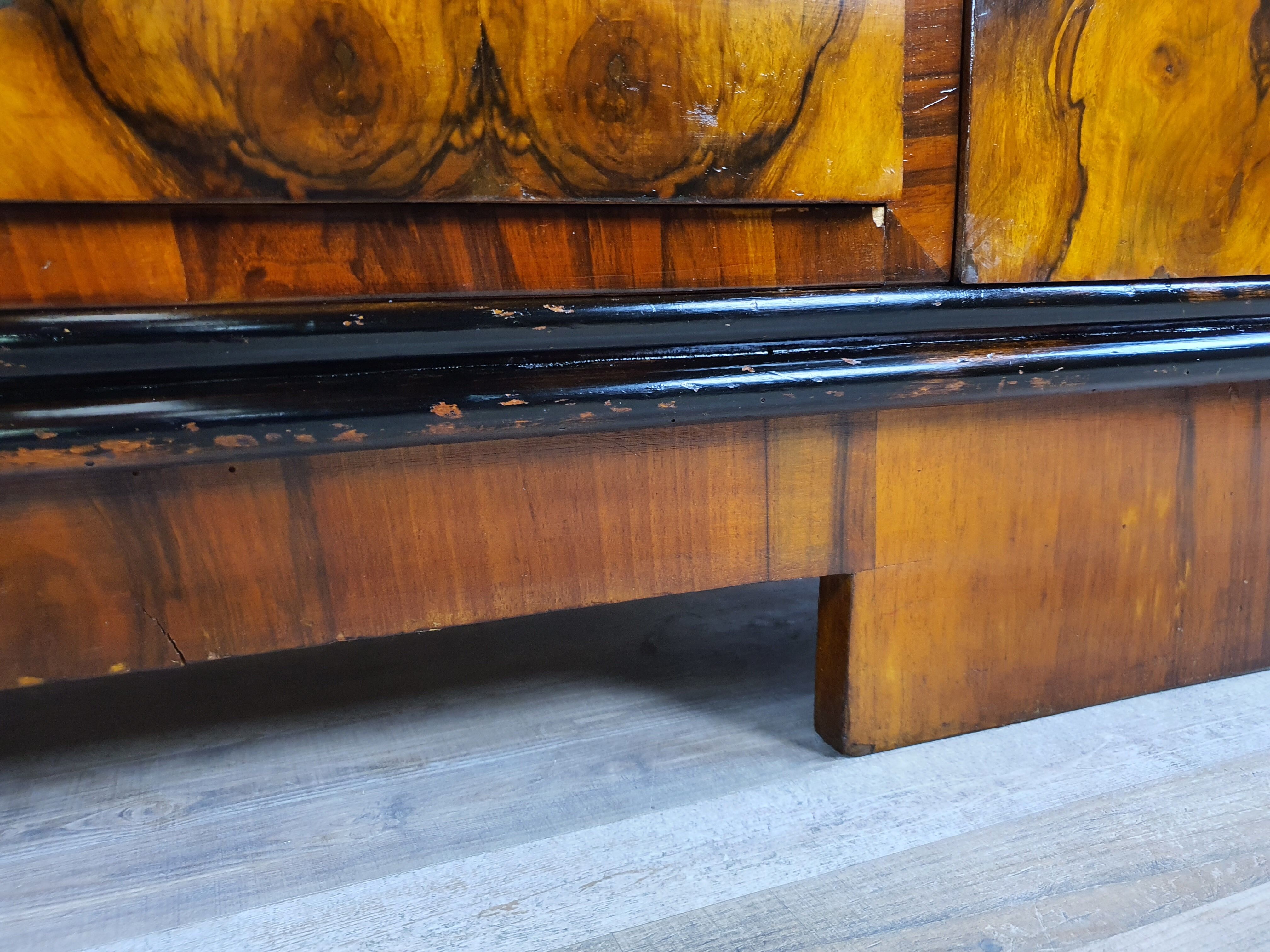 Art deco dining room sideboard in briar with upstand, 1940s