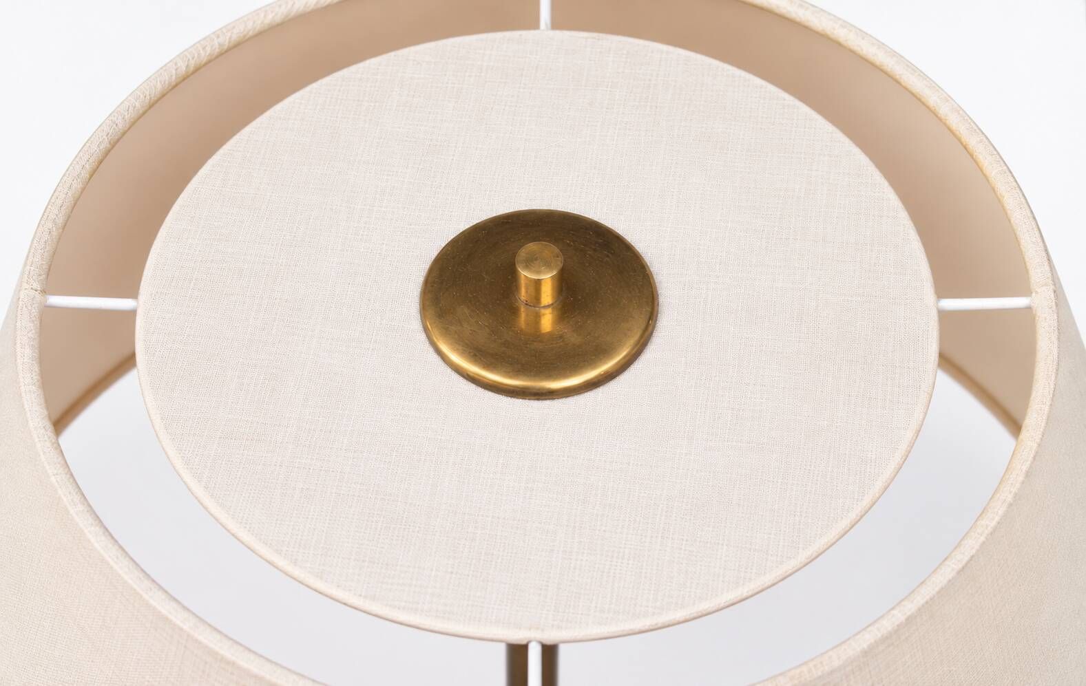 Vintage Wooden Table Lamp with Geometric Marquetry Inlay – Fabric Lampshade