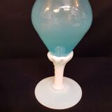 Blue and white opaline vase