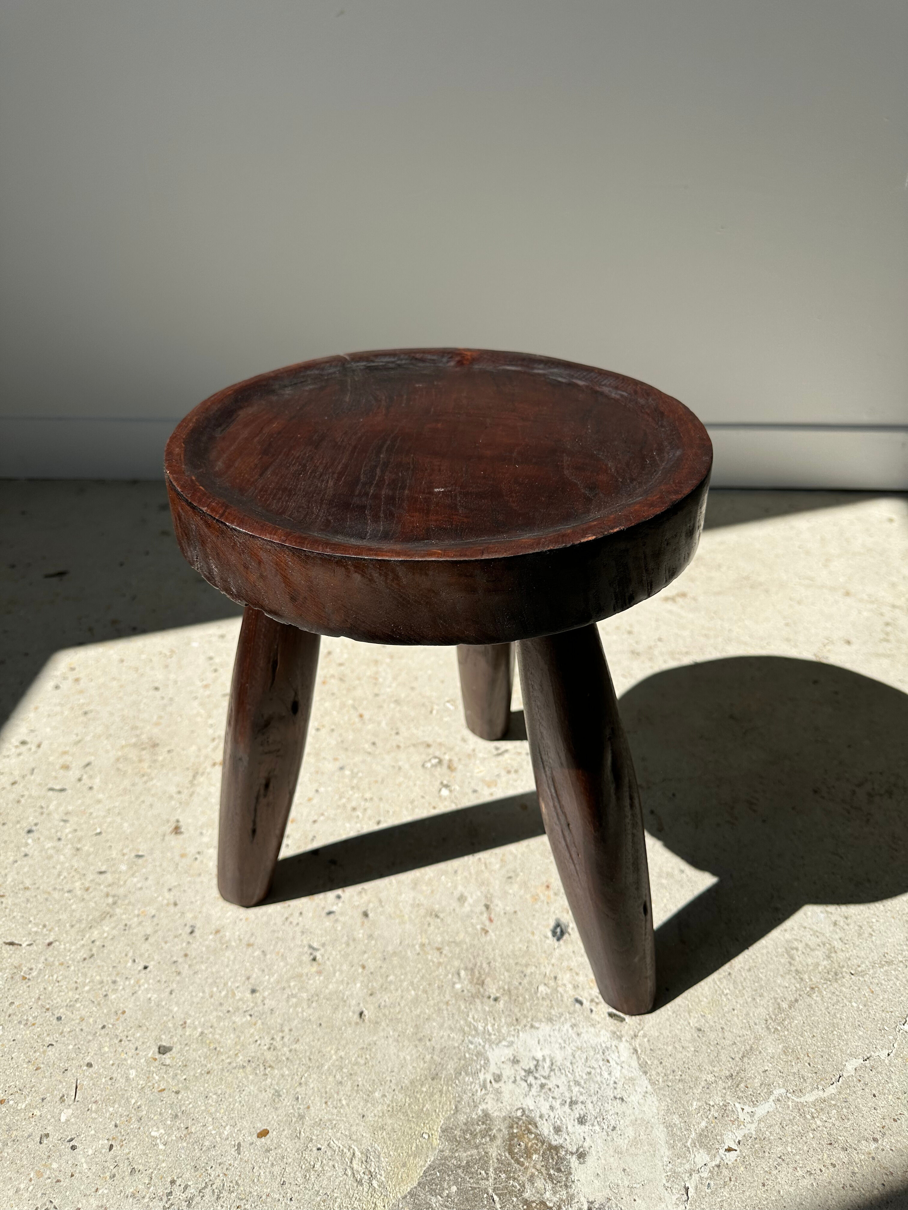 Brown solid wood stool hollow circular seat