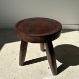 Brown solid wood stool hollow circular seat