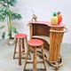 Vintage curved rattan bamboo cocktail bar Tiki bar