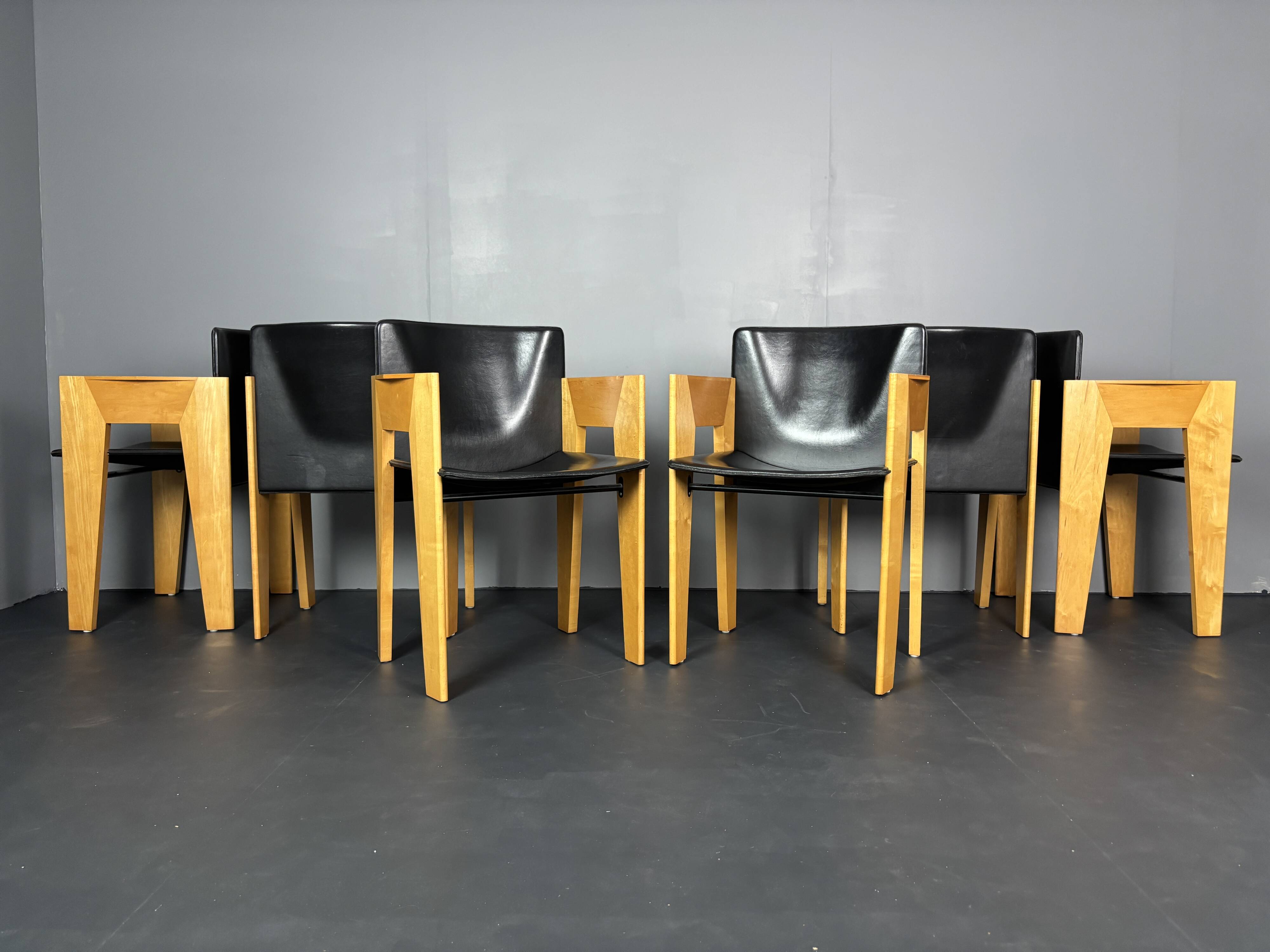 set 6 Modernist dining chairs by Arnold Merckx for Arco, Dutch design 1980s