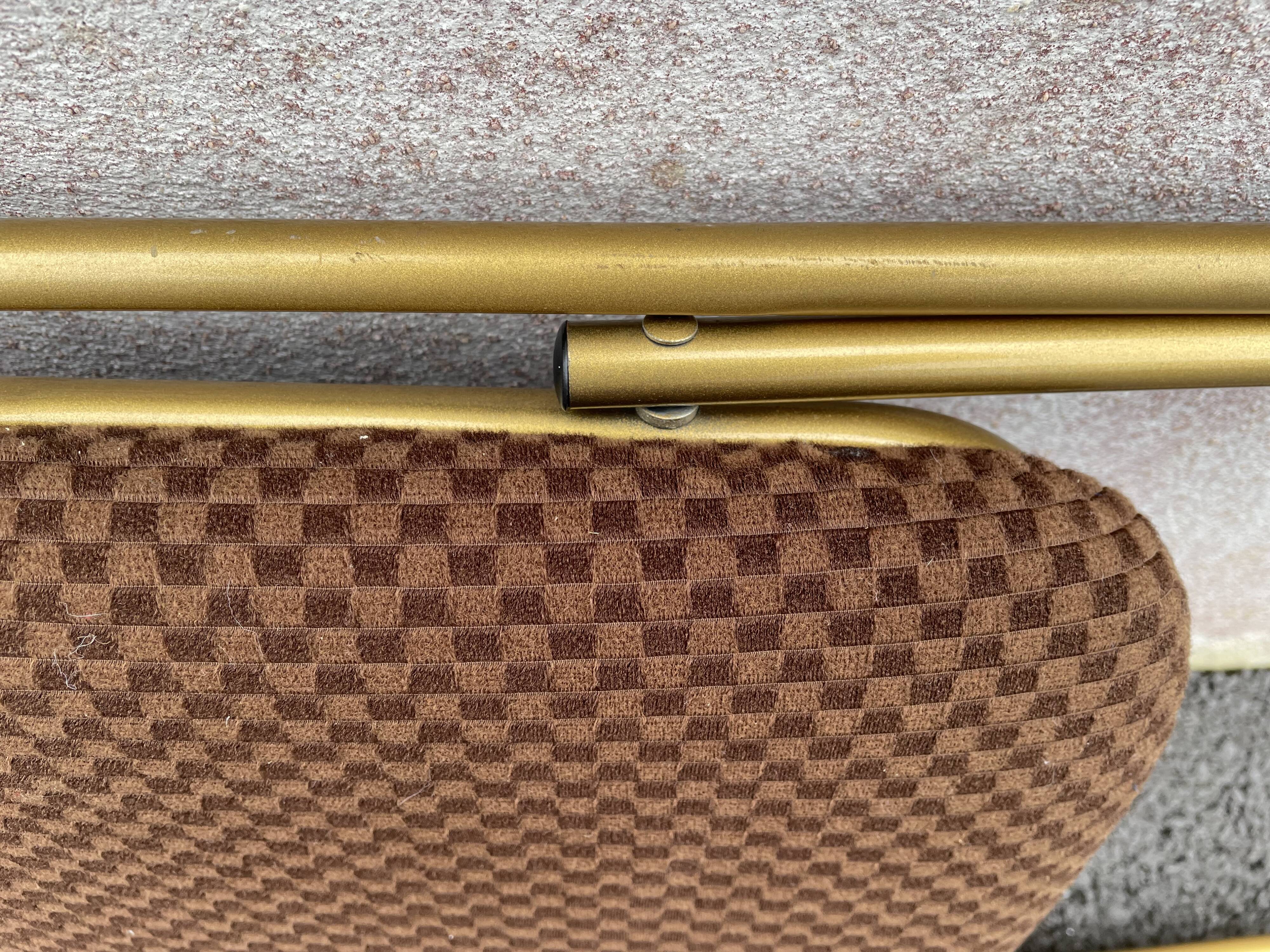 Chaise pliante dorée lafuma velours damier  60/70’s