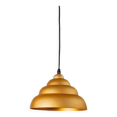 Plafonnier vintage en aluminium – style Memphis postmoderne des années 1980, forme « bubbly », câble rayé jaune doré, intérieur Pop Art, cadeau luminaire rétro