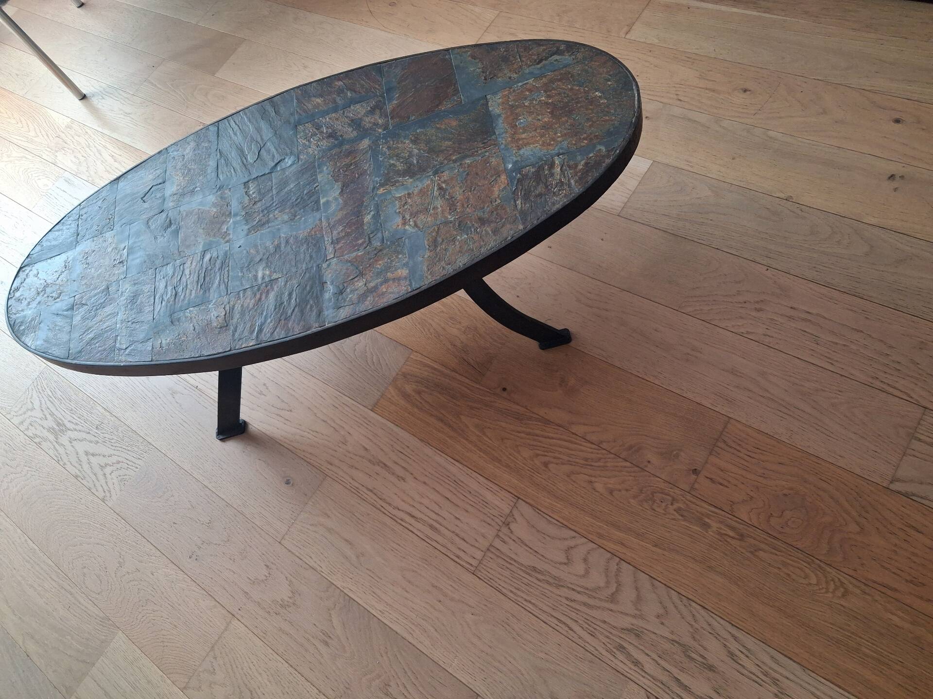 Vintage coffee table in stone and metal