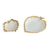 2 coupelles en forme de feuille de vigne, porcelaine de Limoge