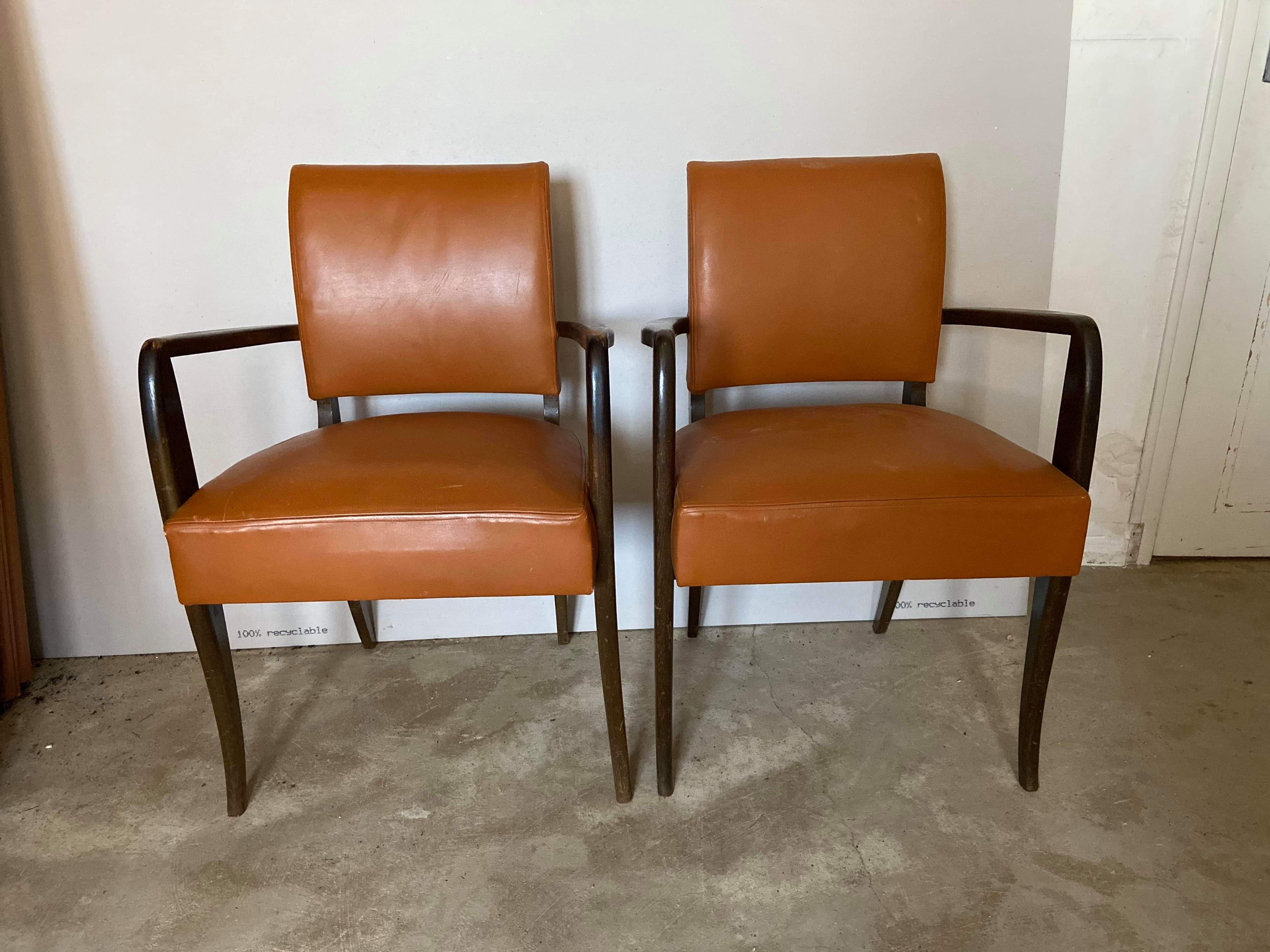 Pair of club bridge armchairs
