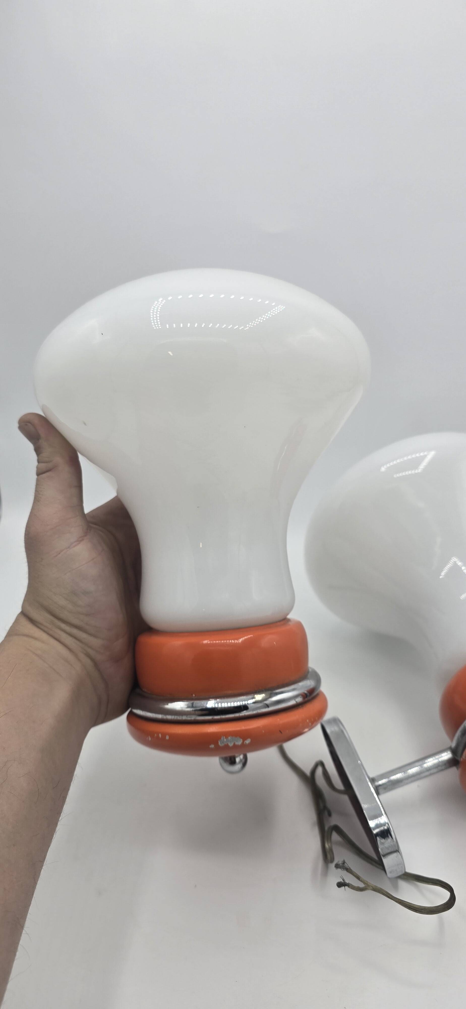 Pair of Space Age wall lights from the 70s in the style of Carlo Nason Guzzini.