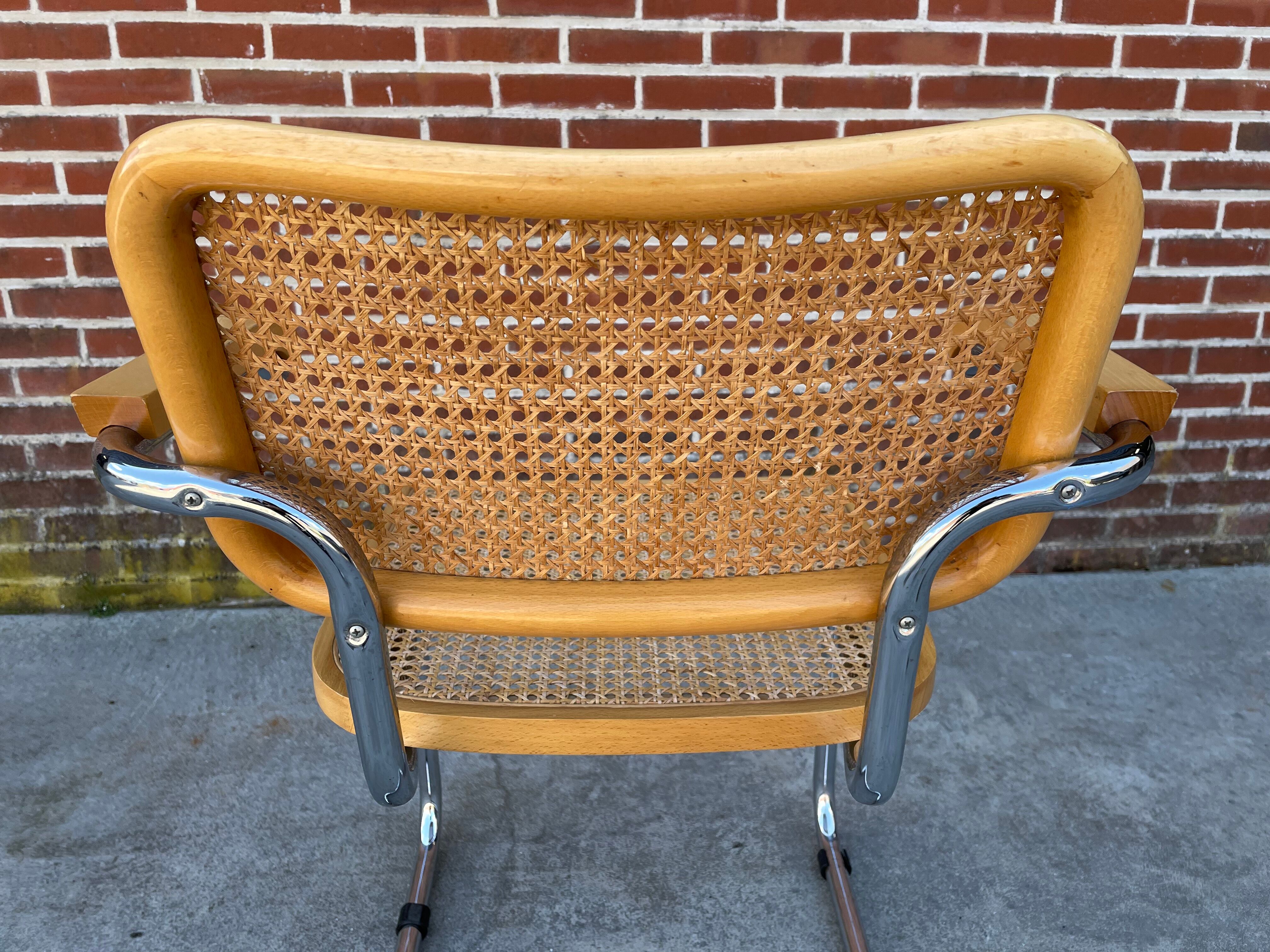 Cesca model design chair with armrests chrome version